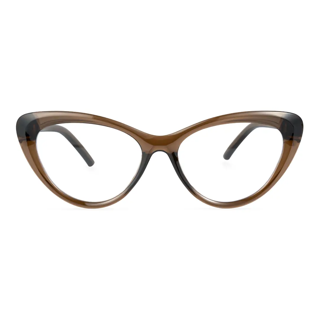 Front view of andy cat eye tr90 eyeglasses cr0072404 in brown